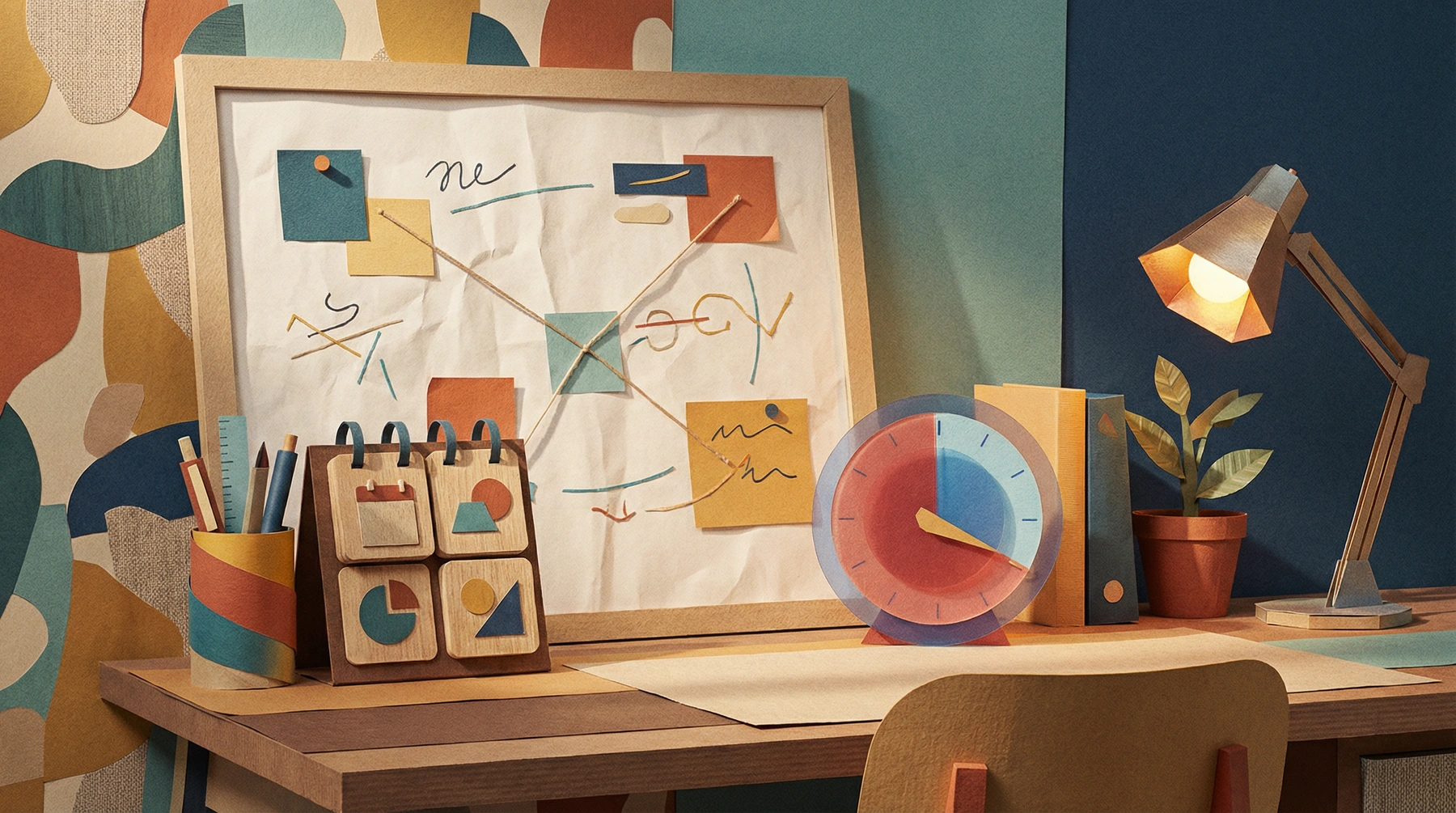 A desk with external brain tools