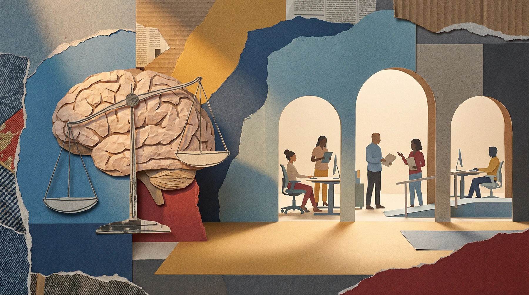 A justice scale fused with a brain